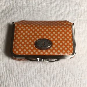 Fossil Orange Polka Dot Cosmetic Case